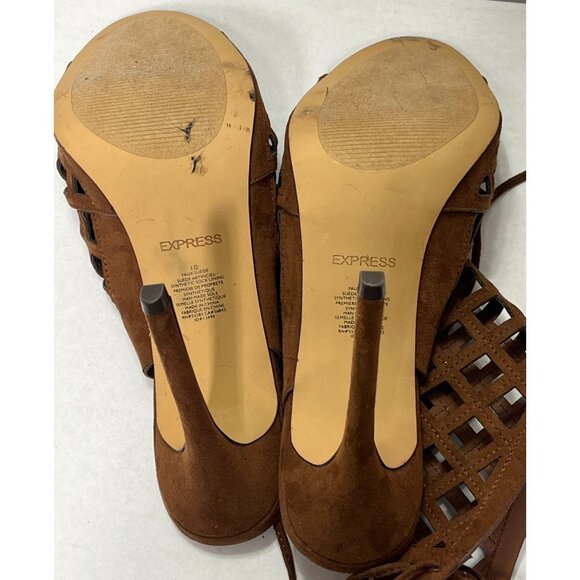 Express Womens Size 10 Brown Cutout Stiletto High Heel Sandals - Picture 8 of 11